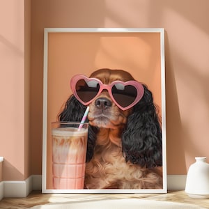 Póster de Cocker Spaniel - Diseño animal peculiar - Impresión de Spaniel - Arte mural de Cocker Spaniel - Decoración para amantes de los animales - Arte mural divertido de perros