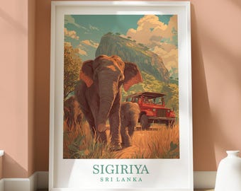 Impresión de la ubicación de Sigiriya - Arte mural de viaje a Sri Lanka - Decoración de viaje para el hogar - Fotografía de safari en Lions Rock - Impresión de Sigiriya en Sri Lanka - Impresión de Sigiriya