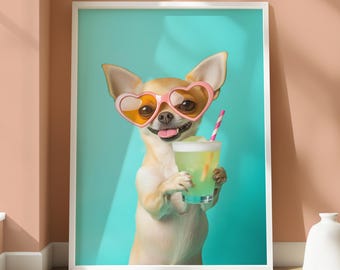 Chihuahua Poster - Chihuahua Funny Print - Funny Dog Print - Chihuahua Bathroom Print - Dog Lovers Home Decor - Humorous Dog Bathroom Poster