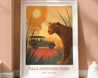 Parque Nacional Yala - Arte mural turístico de Sri Lanka - Decoración de hogar de viaje - Fotografía de safari en Yala - Impresión del Parque Nacional Yala en Sri Lanka - Impresión de Yala