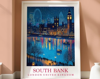 South Bank Location Print - London South Bank Print - London Themed Home Decor - London Abstract Print - London South Bank Location Wall Art