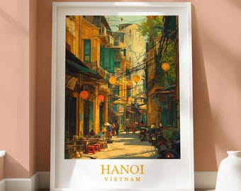 Póster callejero de Hanoi: Arte mural para viajes a Vietnam