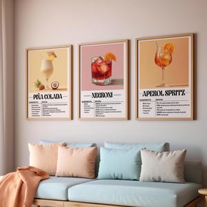 Poster Bundle - 20% Rabatt - Cocktail Drucke - Cocktail Wand Kunst Set - Gruppen Bundle - Getränke Themengruppe Set - Drei Cocktail Poster - Getränke