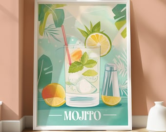 Mojito Poster - Kitchen Wall Art - Drinks Poster - Cocktail Wall Art - Mojito Cocktail Abstract Print- Aesthetic Poster - Vibrant Design