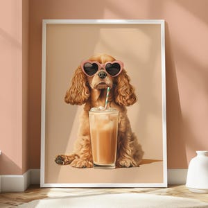 Póster de Cocker Spaniel - Diseño animal peculiar - Impresión de Spaniel - Arte mural de Cocker Spaniel - Decoración para amantes de los animales - Arte mural divertido de perros