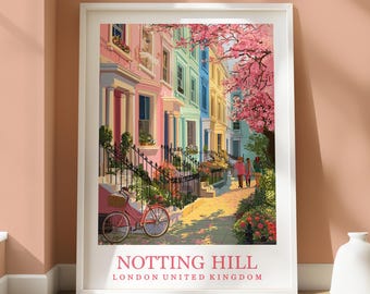 Notting Hill Location Print - London Notting Hill Print - London Themed Home Decor - Abstract Wall Art - Notting Hill Location Poster