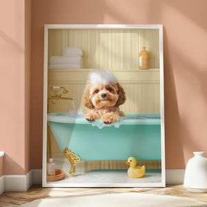 Cockapoo Poster - Cute Cockapoo Print - Fun Dog Print - Cockapoo Bath Poster - Dog Lovers Home Decor - Cockapoo Bathroom Wall Art - Cockapoo