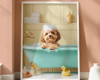 Cockapoo Poster - Cute Cockapoo Print - Fun Dog Print - Cockapoo Bath Poster - Dog Lovers Home Decor - Cockapoo Bathroom Wall Art - Cockapoo