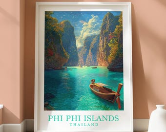Phi Phi Islands Poster - Koh Phi Phi Travel Print - Travel Home Decor - Location Art - Travel Decor - Thailand Travel Print - Koh Phi Phi