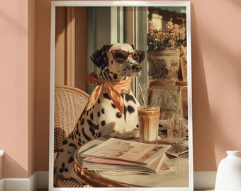 Dalmatian Poster - Dalmatian Funny Print - Fun Dog Print - Coffee Print - Dog Lovers Home Decor - Humorous Dalmatian Poster - Chic Dalmation