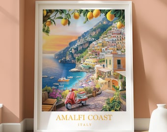 Amalfi Coast Location Poster - Travel Print - Travel Home Decor - Location Art - Travel Decor - Amalfi Coast Travel Print - Italy Print