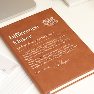Benutzerdefiniertes Lederjournal, Unterschied-Hersteller-Journal mit Namen, Leiter Geschenk, Mentor Geschenk, Wertschätzung Geschenk