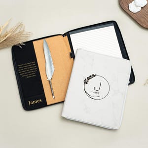 Monogrammed Leather Portfolio, Custom Zipper Folder, Corporate Gift, Lawyer/Student Organizer, Business Gift, Gift For Him