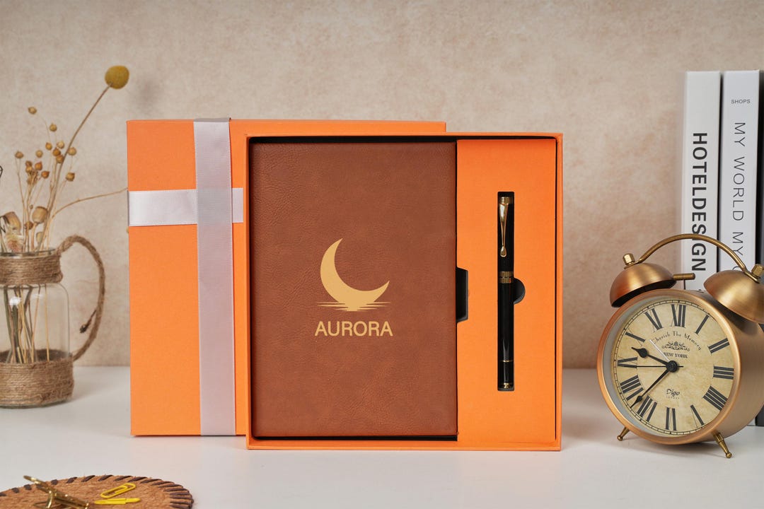 Leather Notebook Set, Engraved Notebook, Matching Pen, Custom Notebook ...