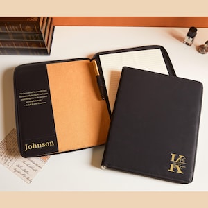 Personalized Leather Portfolio, Custom Portfolio With Zipper, Refillable Portfolio, Personalized Portfolio, Business|Phd|Appreciation Gift