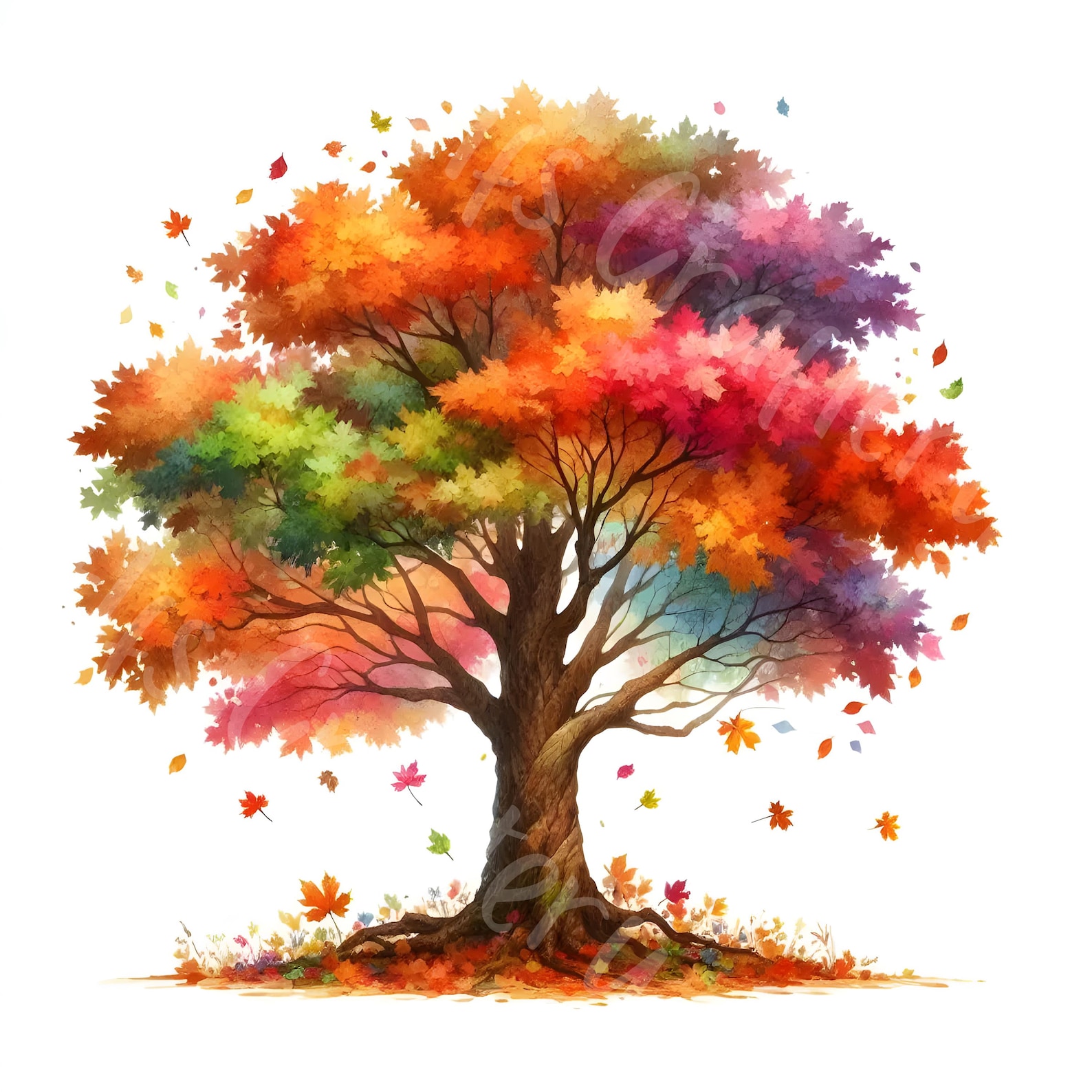 15 JPG Fall Trees Clipart Bundle Watercolor Landscape Digital Download ...