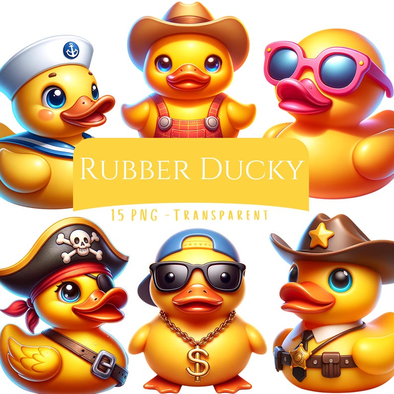 rubber-ducky-clipart-bundle-15-png-high-quality-cartoon-duck-files-cute