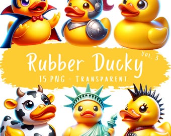 Rubber Ducky Clipart Bundle 15 PNG High Quality Cartoon Jeep Duck Files Cute Digital Arts Ducks Scrapbook Junkjorunal Digital Crafting Png's