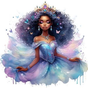 Pacote de 20 princesas africanas em JPG, lindas princesas negras encantadas, download digital, diário de recortes, papel para impressão, artesanato em JPG