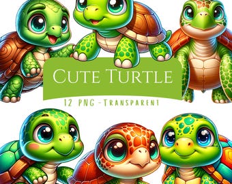 Schattige schildpad clipartbundel 12 PNG schildpad digitale illustraties reptiel PNG Arts and Crafts schattige dieren clipart voor kinderen Scapbook commercieel gebruik