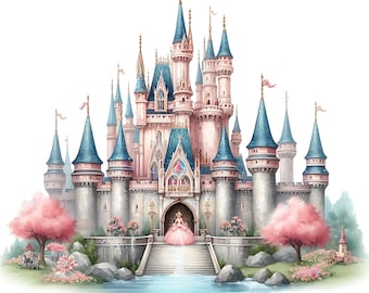 20 JPG Princess Castle Clipart Bundle Digital Download Cute Little Princess House Printables Kids Digital Download Paper Crafts DIY Cards