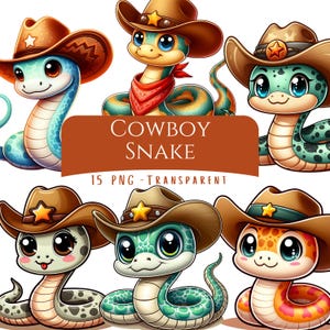Cowboy slang clipartbundel 15 PNG hoge kwaliteit schattige cartoon slang digitale download afdrukbare westerse babyshower slang minnaar kunst