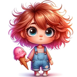 15 JPG schrullig Eis Mädchen Clipart Bundle Dateien mit hoher Auflösung Süße Mädchen Bundle bunte kleine Sommer wunderliche Mädchen digitaler Download