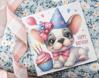 15 JPG Birthday Frenchie Clipart Bundle Cute Watercolor Birthday Party French Bulldog Digital Download Printable Card Making for Dog Lovers