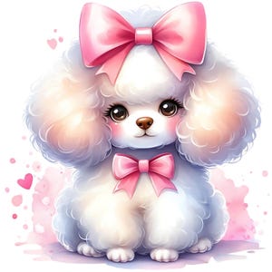 Lot de 15 cliparts caniche mignon JPG aquarelle bébé chiot caniche mignon rose bleu pastel Mini caniche en téléchargement numérique artisanat en papier imprimable