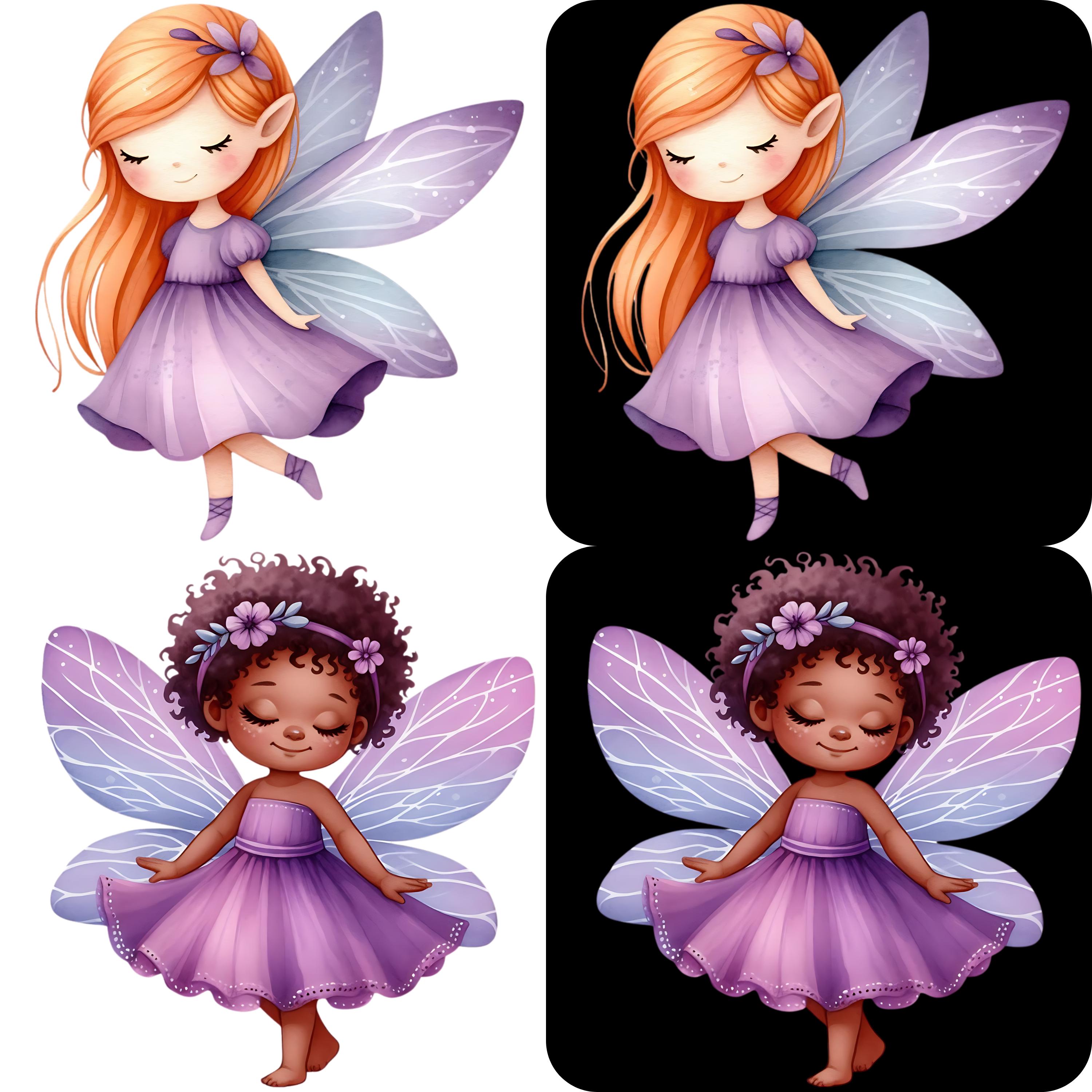 Purple Fairy Garden Clipart Bundle 50 PNG Watercolor Fairy Fantasy ...