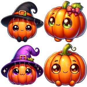 Cute Pumpkin Clipart Bundle 12 PNG High Quality Cartoon Halloween Pumpkin Character Digital Download Printable Stickers Paper Crafts Pngs image 4