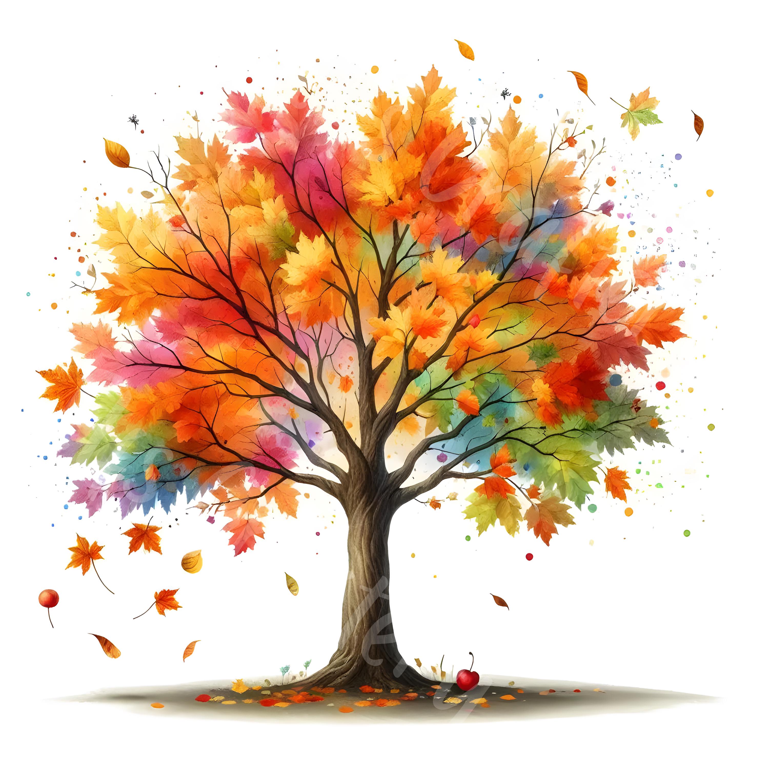 15 JPG Fall Trees Clipart Bundle Watercolor Landscape Digital Download ...