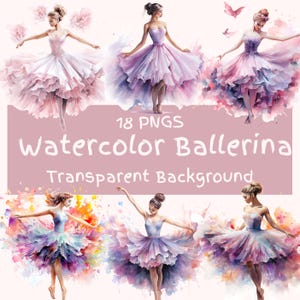 Pacchetto di clipart di ballerina ad acquerello 18 PNG Clip art di ballerina che balla carina ad acquerello, ballerina ad acquerello, PNG per uso commerciale