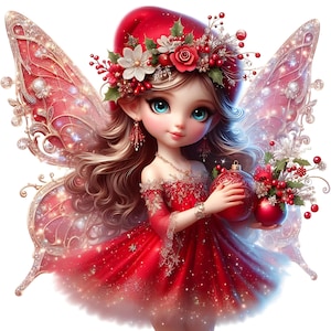 15 JPG Red Christmas Fairy Clipart Bundle Christmas Magic Winter Fairy Digital Download Junk Journal Pages Red Fairy Holiday Christmas Cards