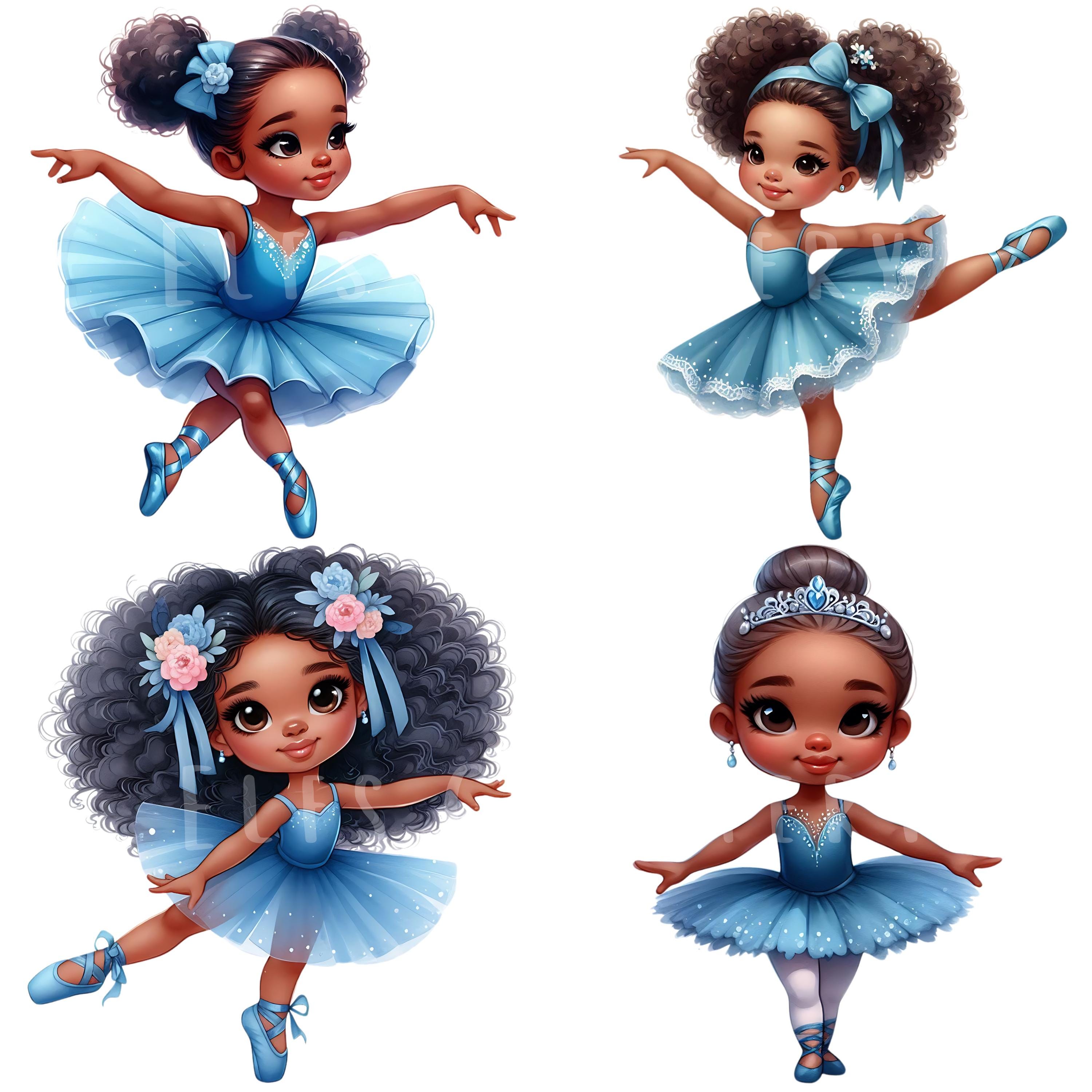 Little Blue Ballerina Clipart Bundle 15 PNG High Quality Watercolor ...