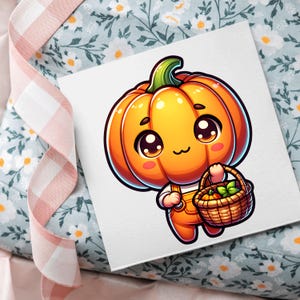 Cute Pumpkin Clipart Bundle 12 PNG High Quality Cartoon Halloween Pumpkin Character Digital Download Printable Stickers Paper Crafts Pngs image 7