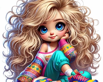 12 JPG Blonde Quirky Girl Clipart Bundle High Resolution Files Cute Girl Art Bundle Colorful Quirky Hippie Girl Scrapbook Pages Printables