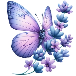 Bundle de cliparts papillon lavande 18 PNG aquarelle papillon violet mignon en téléchargement numérique imprimables Clip Art artisanat numérique fabrication de cartes
