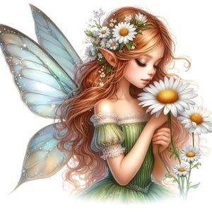 Bundle de 16 cliparts fée de la forêt aquarelle fée feuille magique en téléchargement numérique Pages de journal indésirable fée fleur des bois imprimables JPG