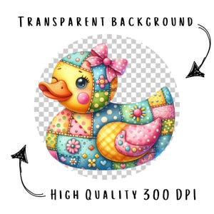 Patchwork Rubber Ducky Clipart Bundle 12 PNG High Quality Watercolor Quilted Rubber Jeep Ducks Digital Download Printable Art Files image 2