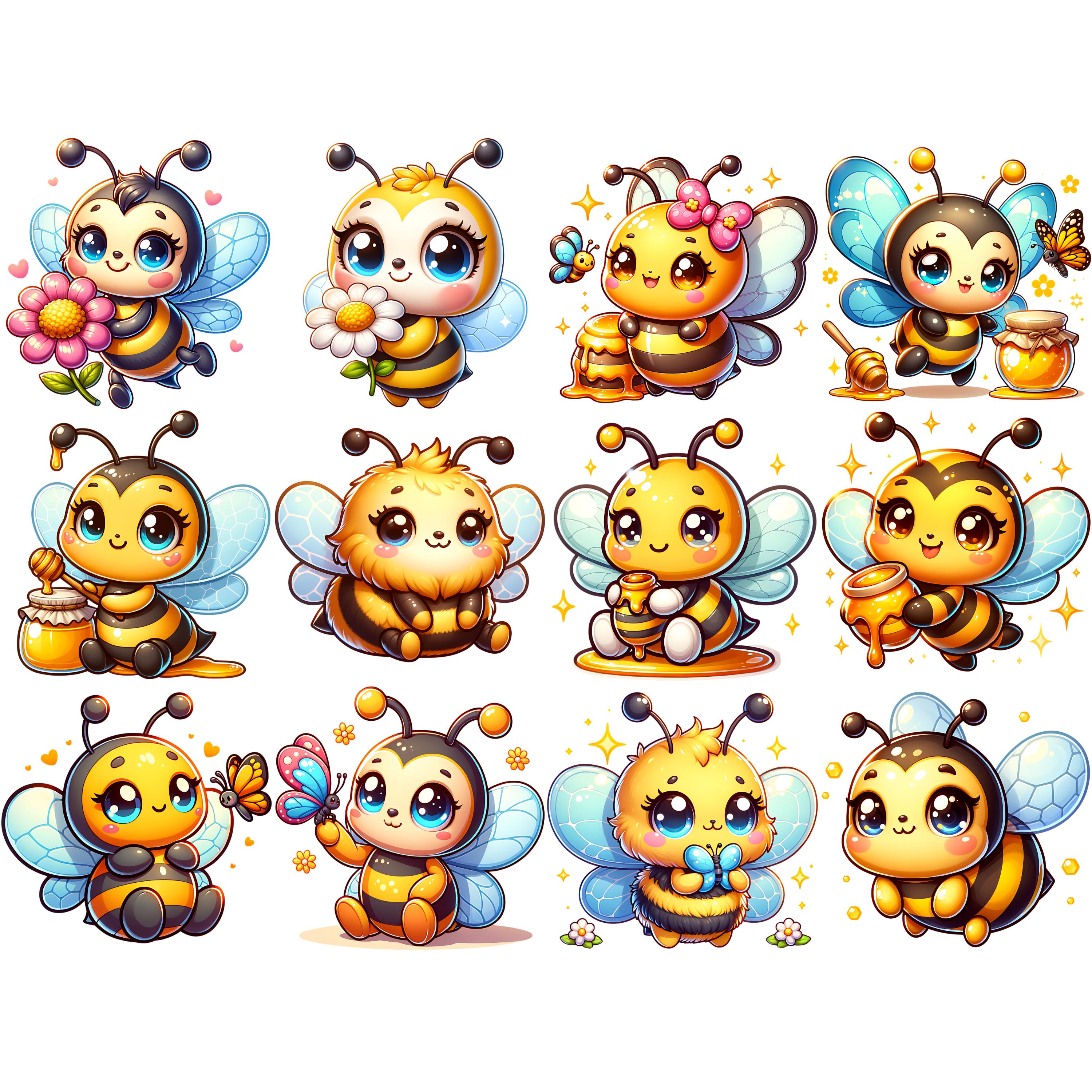 Cute Bumble Bee Clipart Bundle 12 PNG Baby Bee PNG Cute Clip Art for ...