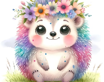 15 JPG Little Whimsy Hedgehog Clipart Bundle Watercolor Cute Quirky Hedgehog Digital Download Clipart Printable Whimsical Woodland Wall Art