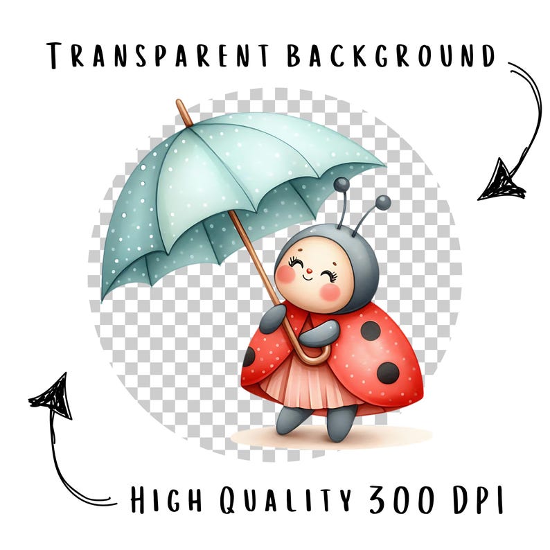 Cute Ladybug Clipart Bundle 15 PNG Watercolor Cute Nursery Ladybug ...
