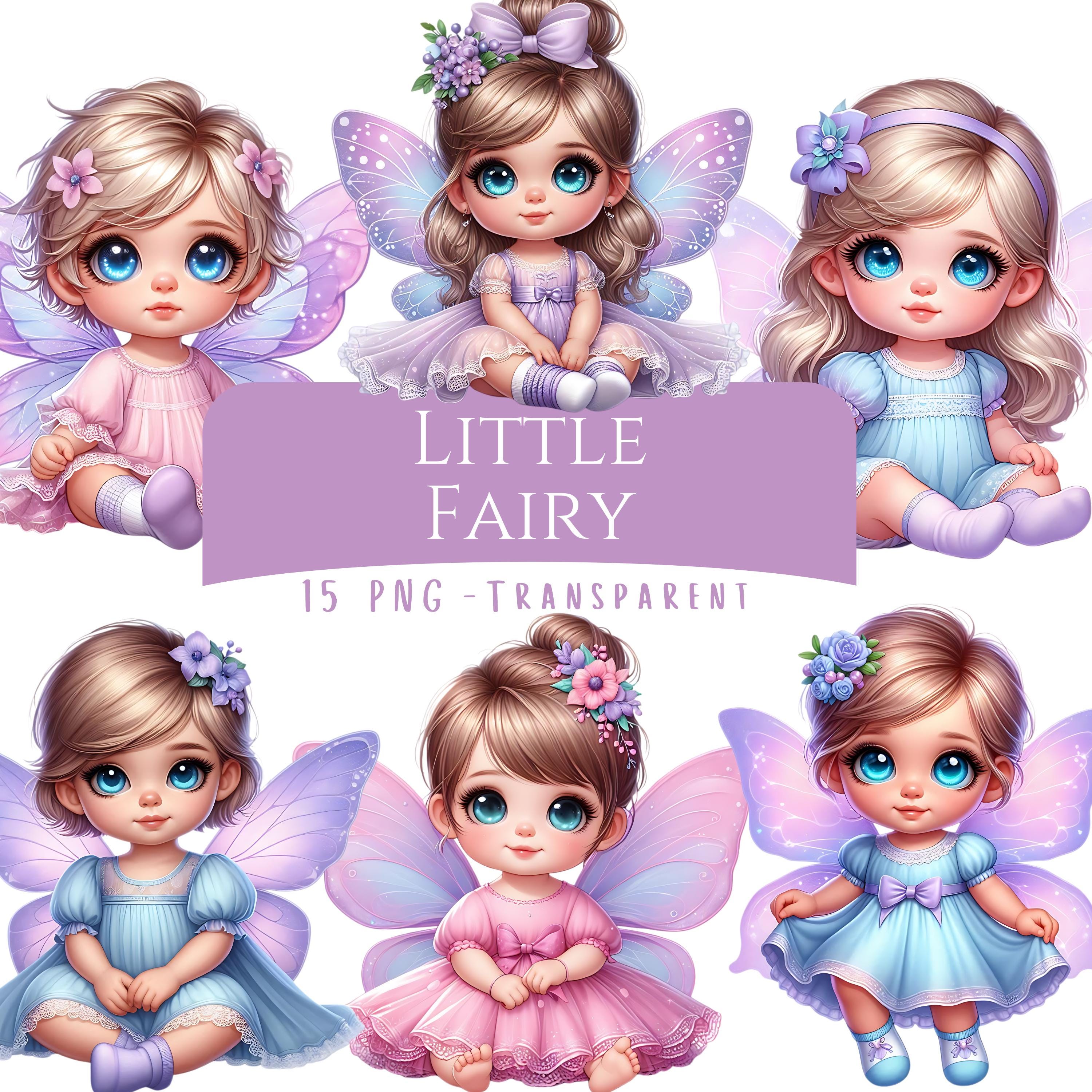 Little Fairy Clipart Bundle 15 PNG High Quality Watercolor CuteFairy Digital Download Printable Fantasy Girl Shower Girl Printable Clip Art
