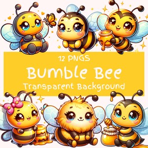 Cute Bumble Bee Clipart Bundle 12 PNG Baby Bee PNG Cute Clip art for Scapbook Digital Download Bee Digital Download Comercial Use