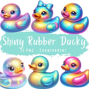 Shiny Rubber Ducky Clipart Bundle 15 PNG High Quality Cartoon Duck Files Cute Digital Arts Ducks Scrapbook Junkjorunal Digital Crafting