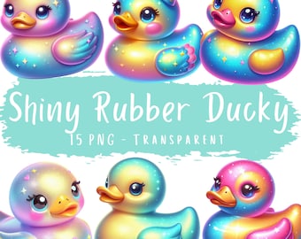 Shiny Rubber Ducky Clipart Bundle 15 PNG High Quality Cartoon Duck Files Cute Digital Arts Ducks Scrapbook Junkjorunal Digital Crafting