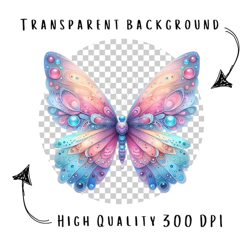 Pastel Butterfly Clipart Bundle 15 PNG High Quality Watercolor Cute Soft Butterfly Digital Download Printable Files Scrapbooking Graphics image 2