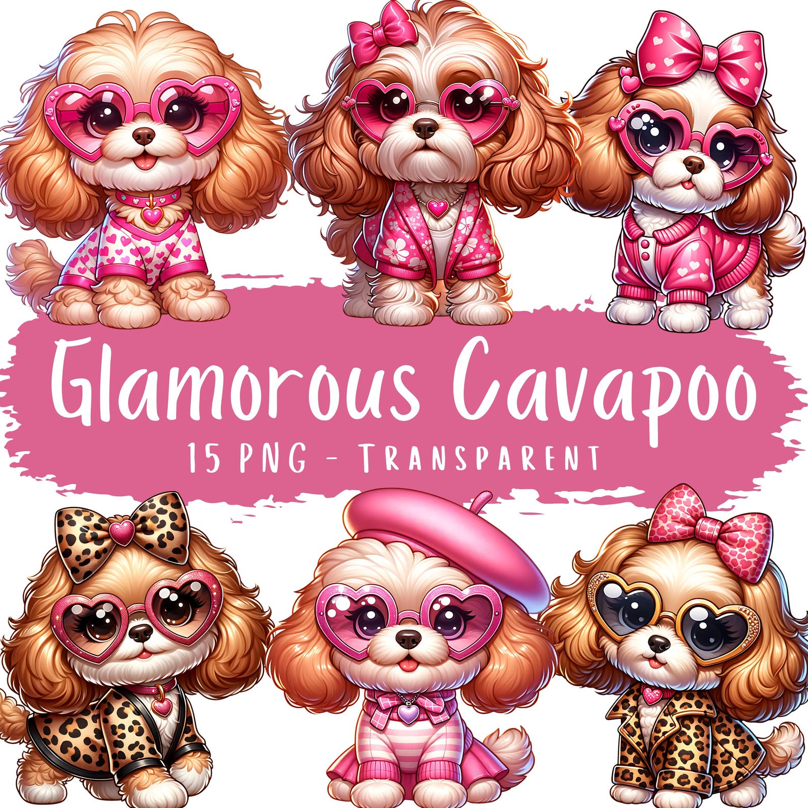 Glamorous Cavapoo Clipart Bundle 15 PNG High Quality Digital Download ...