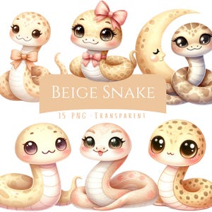 Beige Snake Clipart Bundle 15 PNG High Quality Boho Watercolor Snake Digital Download Printable Pastel Reptile  Baby Shower Snake Graphics